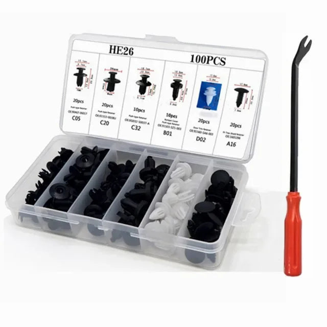 Car Fastener Clip Kit – Push Retainer Pins & Rivets (100 to 925 pcs)