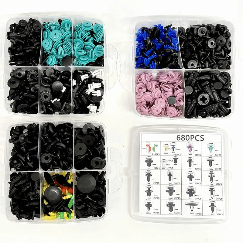 Car Fastener Clip Kit – Push Retainer Pins & Rivets (100 to 925 pcs)