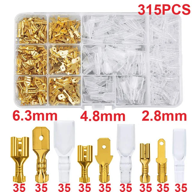 Insulated Crimp Terminal & Spade Connector Kit – 2.8/6.3mm (135 to 1000pcs)