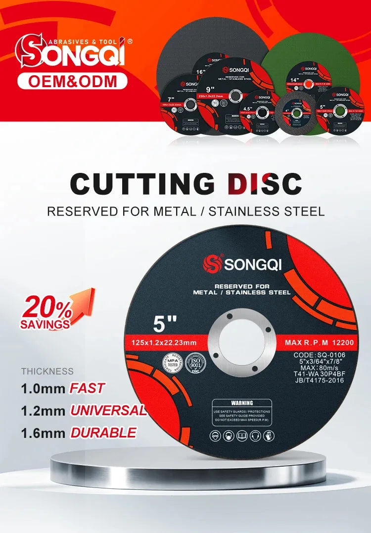 125mm Ultra-Thin Angle Grinder Cutting Discs – Metal & Stainless Steel, 1.2mm (15, 25 or 50 Pack)