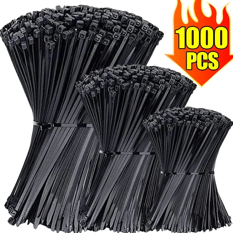 Nylon Cable Ties – Self-Locking Zip Ties, Black & White, 3–4mm Width, 100–1000pc Packs