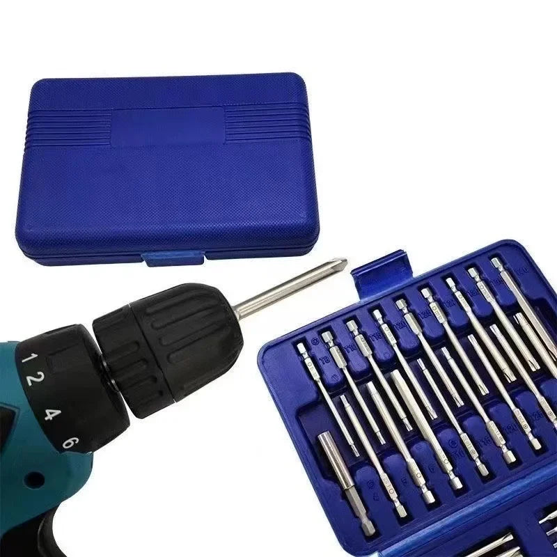 50pc 75mm Extra Long Screwdriver Bit Set – CR-V Torx, Hex, Phillips, Security Bits with Magnetic Holder & Case