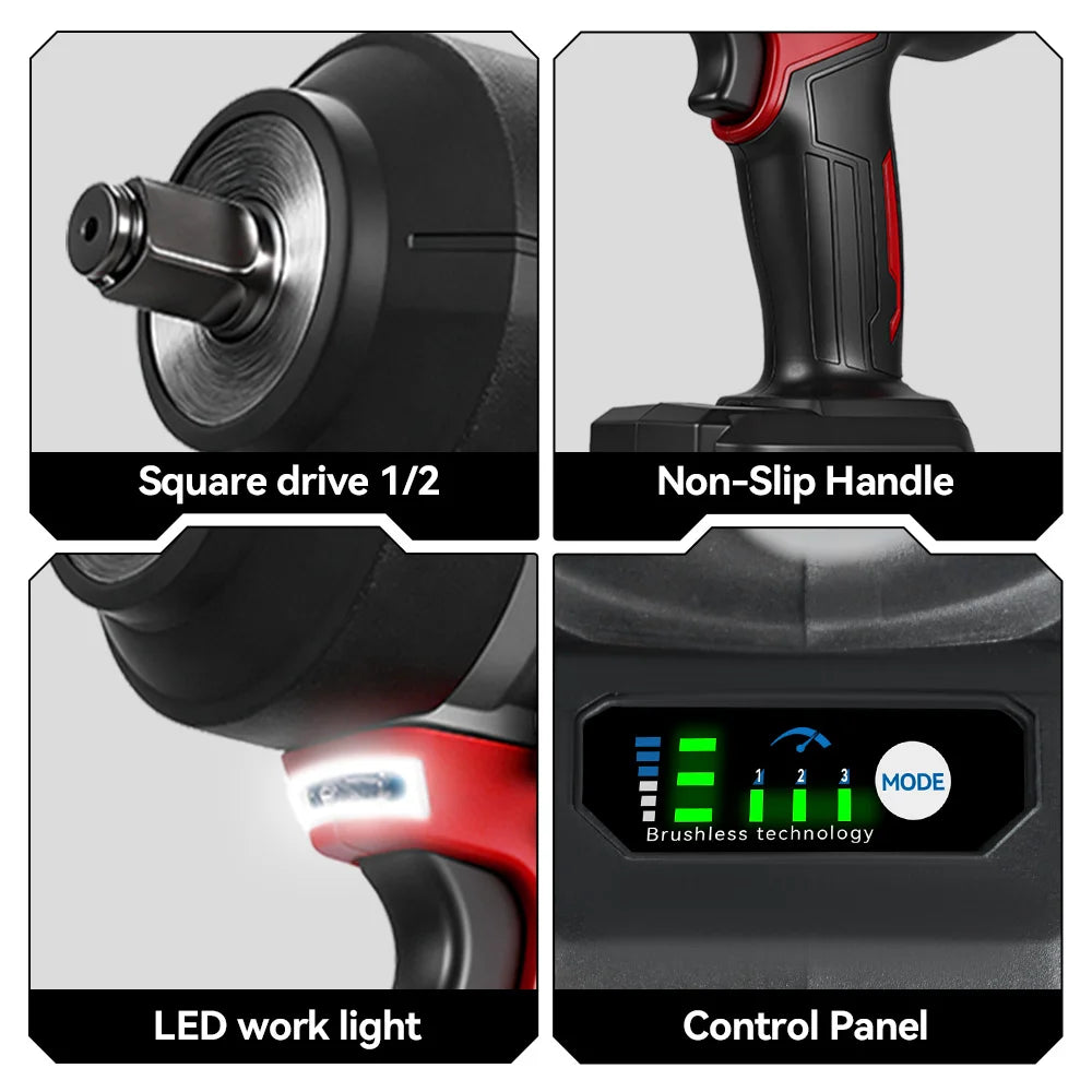 ONEVAN 2800Nm Brushless Impact Wrench | Tool Only | 18V/21V Compatible | 1/2" Drive | LED Light