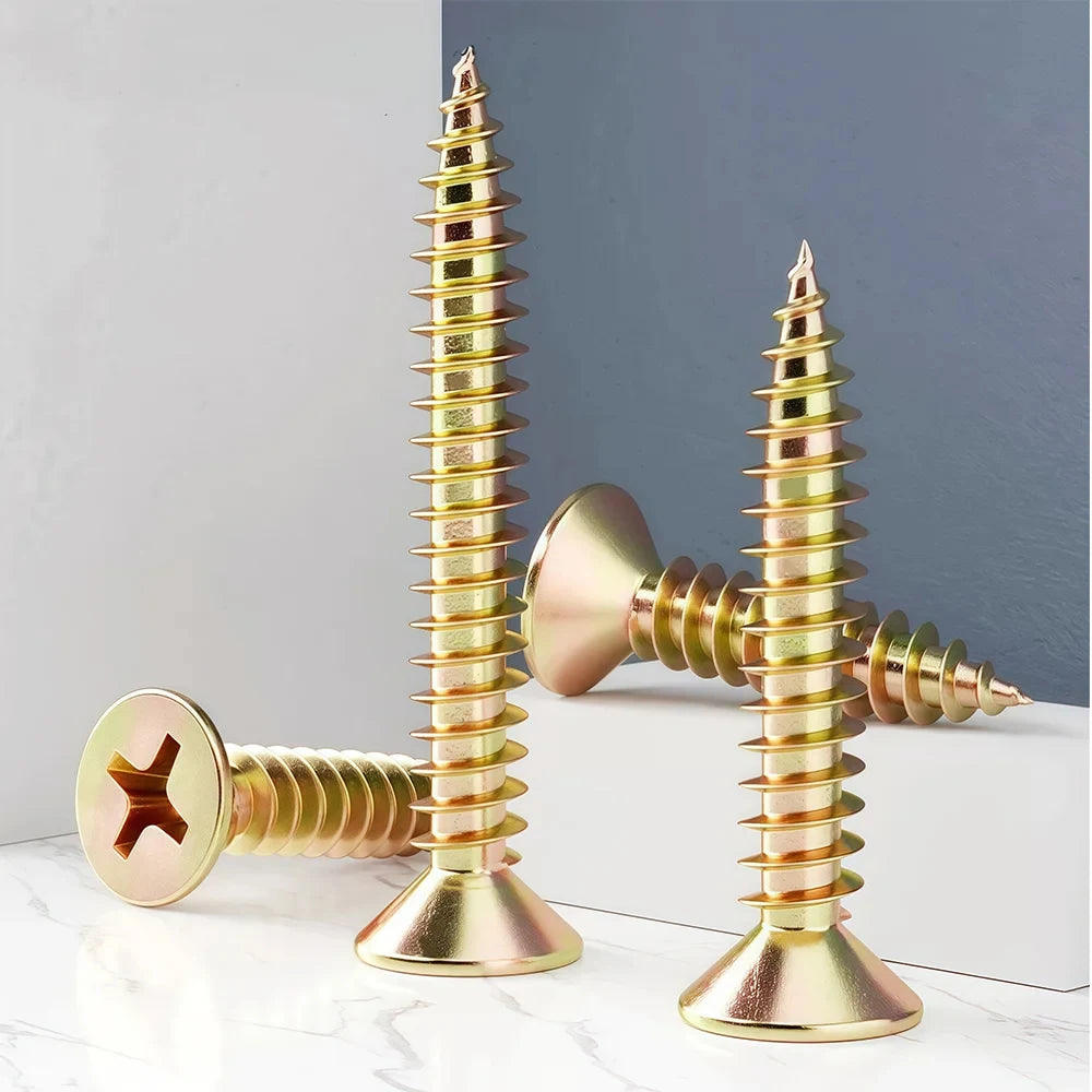 Zinc Phillips Flat Head Chipboard & Fiberboard Screws | M3–M6 | Multiple Lengths