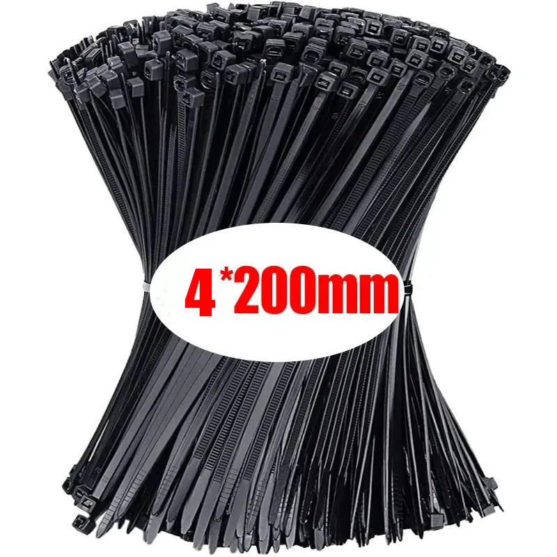 Nylon Cable Ties – Self-Locking Zip Ties, Black & White, 3–4mm Width, 100–1000pc Packs