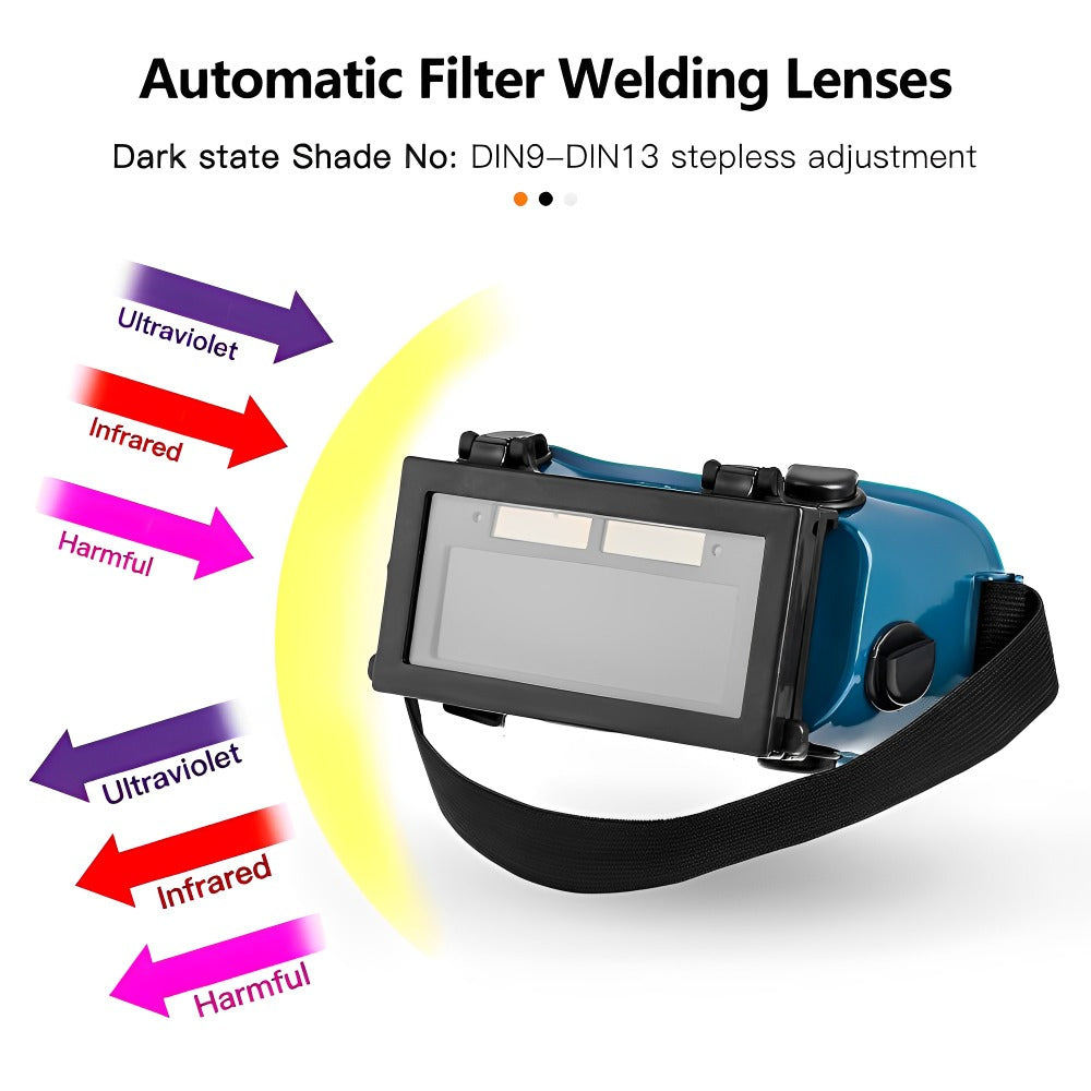 Solar Auto-Darkening Welding Goggles | DIN 9-13 | MIG TIG ARC | Dimming & True Colour Lens