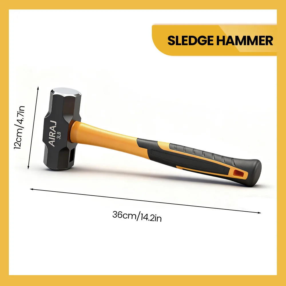 AIRAJ Multifunctional Hammer Set – Shock Reduction Grip | Octagonal, Claw, Rubber Mallet