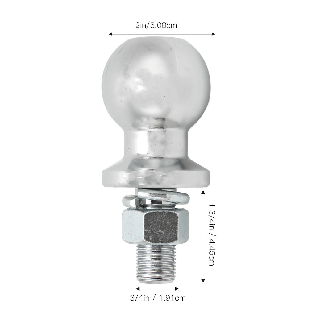 2" Trailer Hitch Ball – 3/4" x 1-3/4" Shank, 3500LB Rated, Chrome Plated Steel