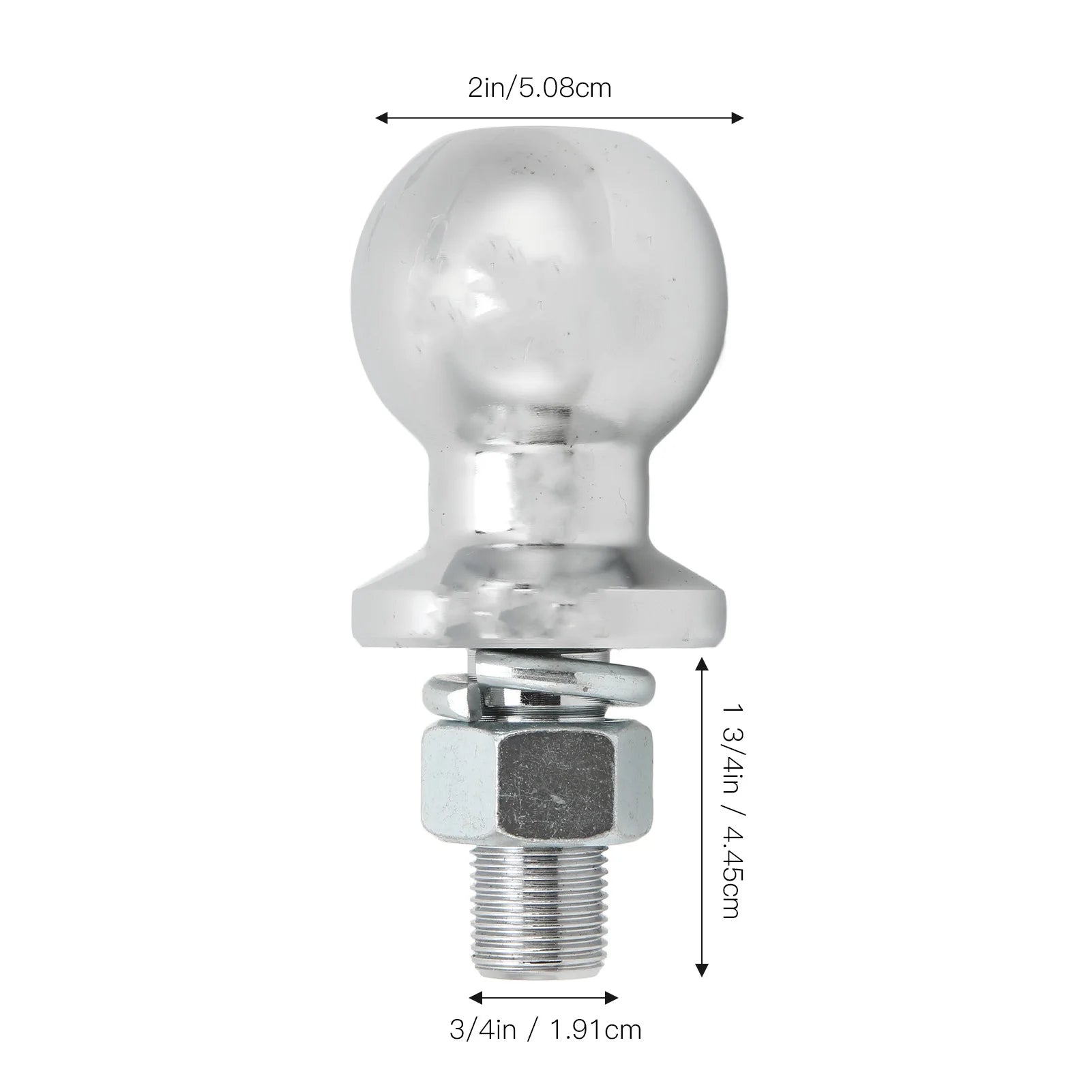 2" Trailer Hitch Ball – 3/4" x 1-3/4" Shank, 3500LB Rated, Chrome Plated Steel