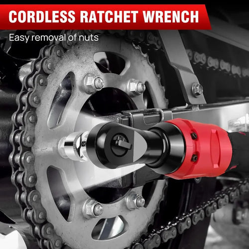 12V Cordless Ratchet Wrench | 3/8" Drive | 2x 1500mAh Batteries & 7 Sockets Included