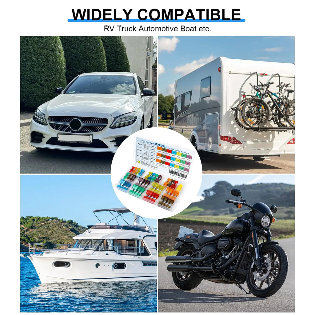 Automotive Blade Fuse Assortment Kit – Micro, Mini & Standard, 2A–40A (120, 180 or 300 Pack)