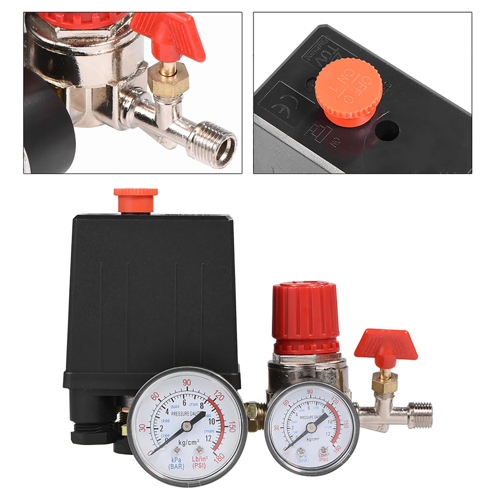 Air Compressor Pressure Switch & Control Valve Regulator with Gauges