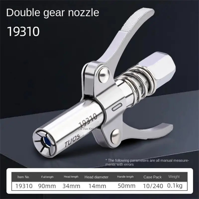 Double Handle High-Pressure Grease Gun Coupler – Self-Locking Universal Nozzle 1/8 NPT