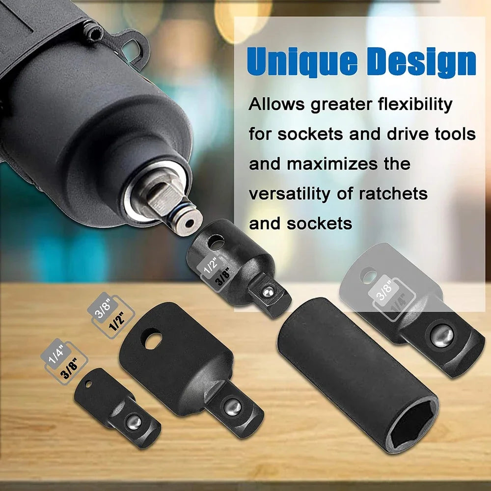 4pc Impact Socket Adapter & Reducer Set | 1/4", 3/8" & 1/2" Drive Conversions