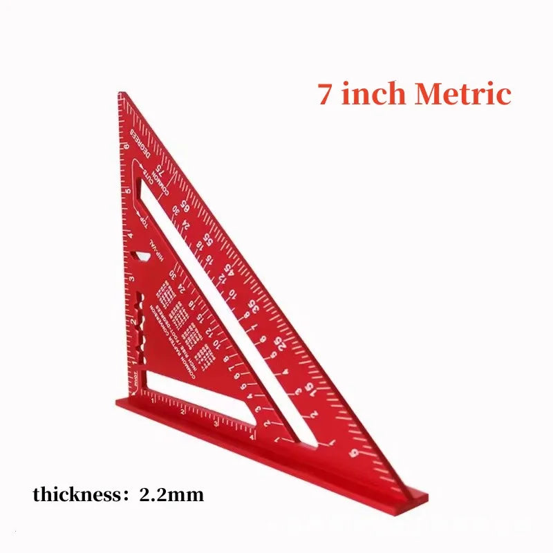 Triangle Ruler Set – 7" & 12" Alloy Metal Carpenter Square for Woodworking & Construction
