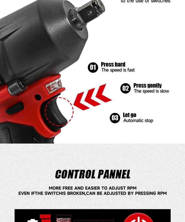 M-WALK 18V Brushless Cordless Impact Wrench – 1300Nm, 1/2" Drive, Milwaukee M18 Compatible (Tool Only)