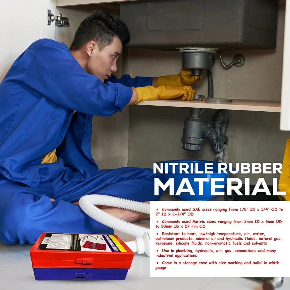 Nitrile Rubber O-Ring Assortment Kit – 32 Sizes (225pcs or 419pcs)