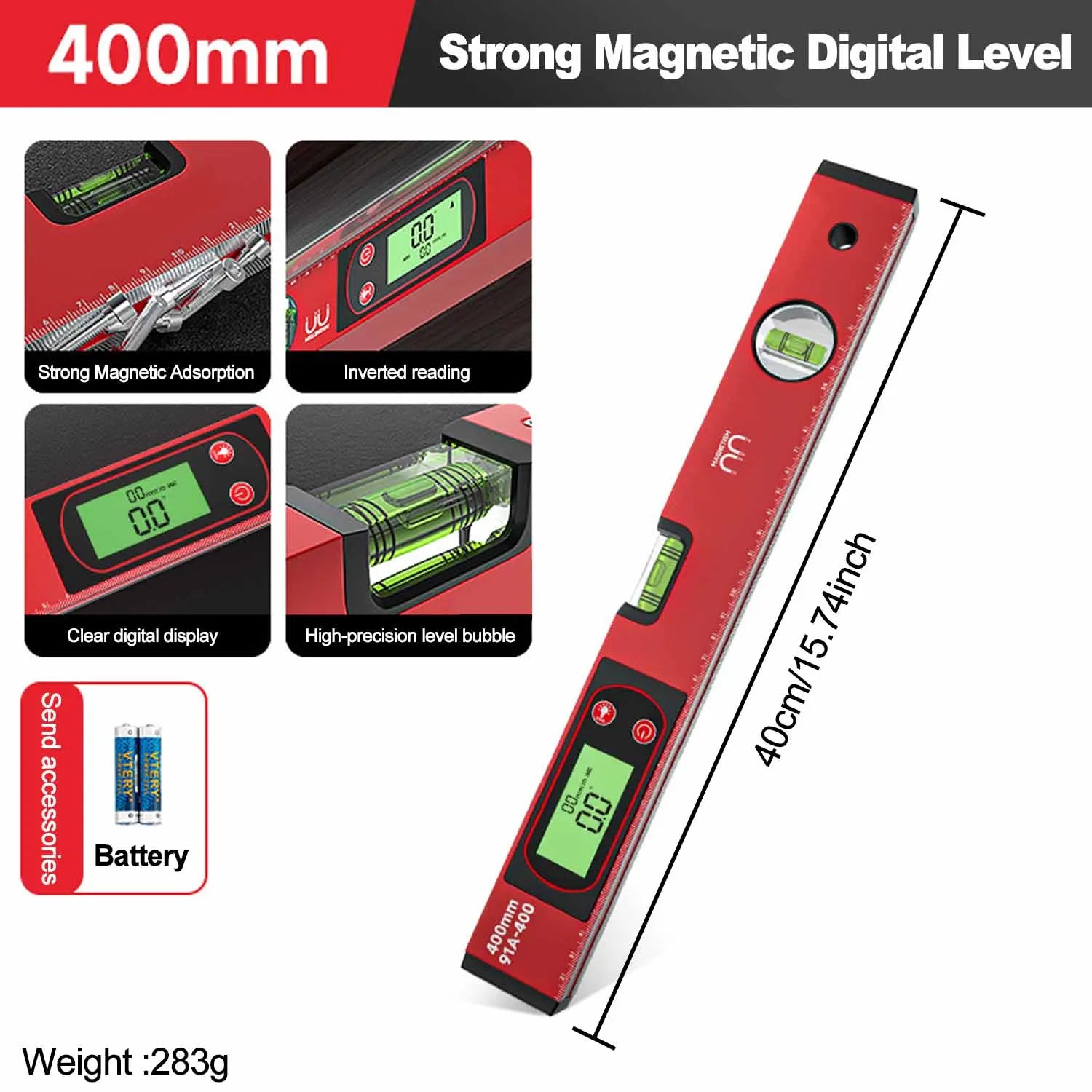 Digital Electronic Spirit Level with Angle Meter - Magnetic Aluminum Alloy