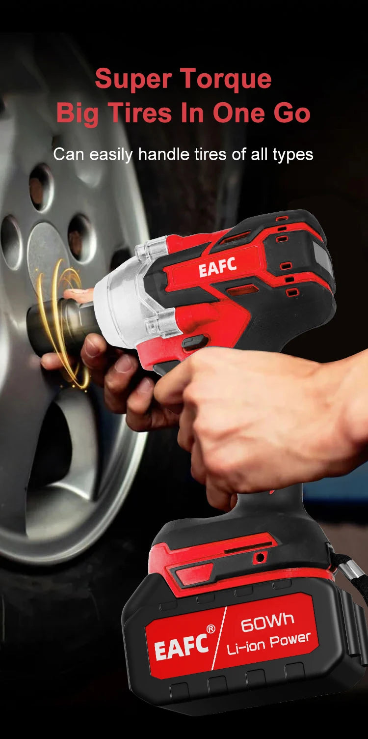 EAFC 350Nm Brushless Cordless Impact Wrench | USB Rechargeable | 30Wh & 60Wh | LED Light