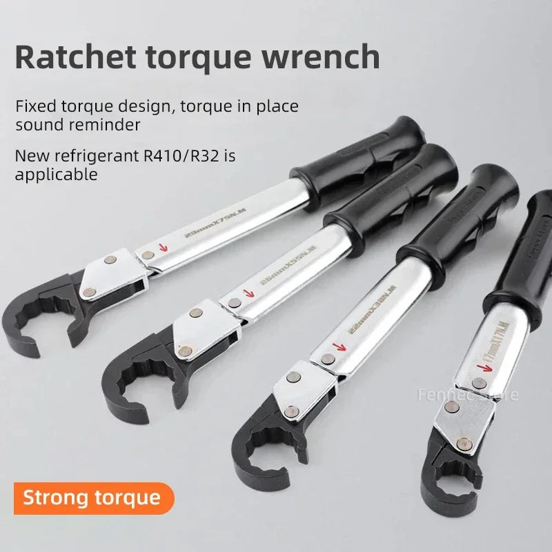 High-Precision Ratchet Torque Wrench Set – Open Type, Air Conditioning & Spark Plug Repair (17–29mm)