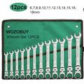 WOZOBUY Flex-Head Ratchet Wrench Set – 6-22mm Chrome Vanadium 72-Tooth with Canvas Bag
