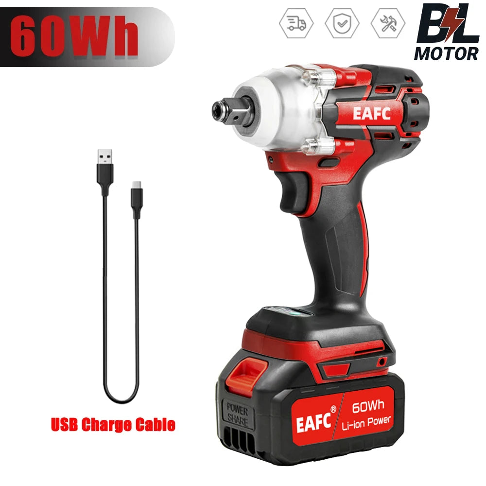 EAFC 350Nm Brushless Cordless Impact Wrench | USB Rechargeable | 30Wh & 60Wh | LED Light