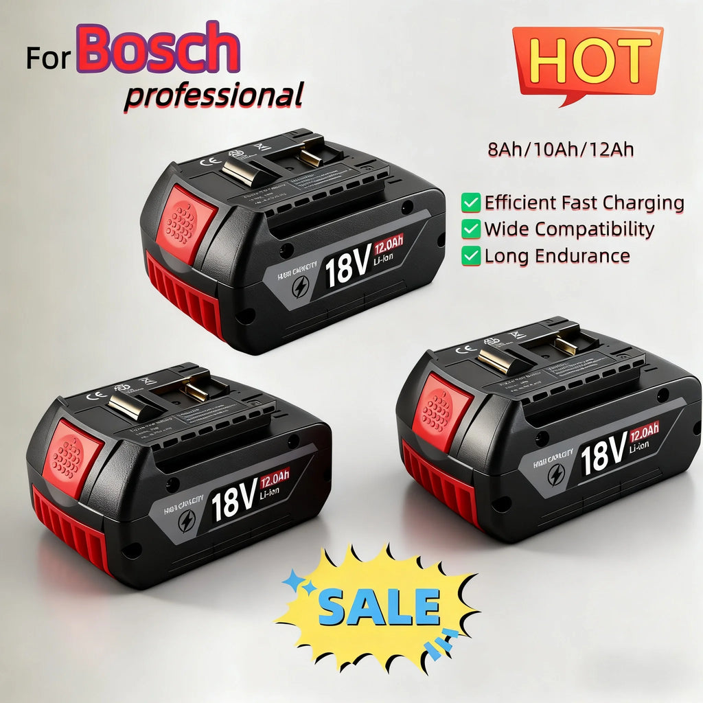 Bosch 18V Compatible Lithium-Ion Battery – 8.0Ah / 10.0Ah / 12.0Ah with BMS Protection | GBA18V BAT618