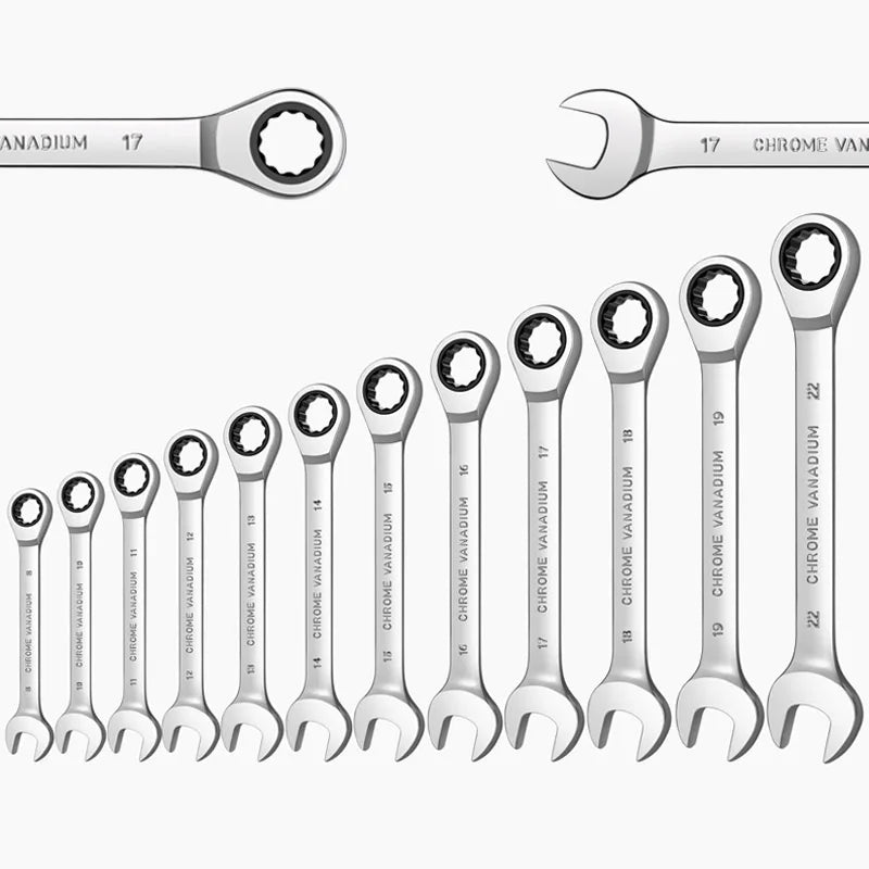 Venmess 12-Point Ratcheting Wrench Set – CR-V 72-Tooth 5° Swing Metric 8-22mm