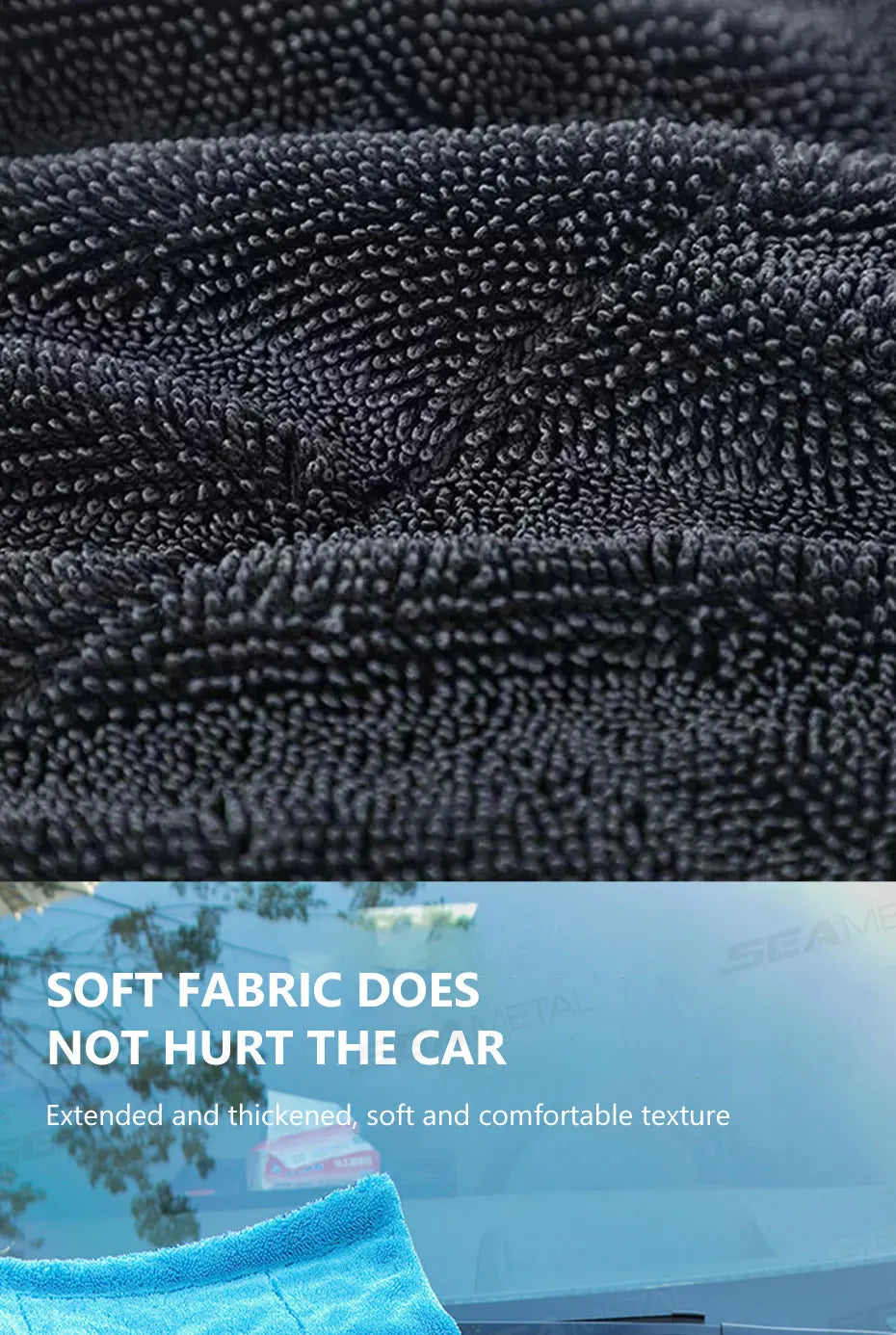 SEAMETAL 1200GSM Microfiber Car Detailing Towel | Ultra-Soft Scratch-Free | 3 Sizes | Gray, Red & Blue