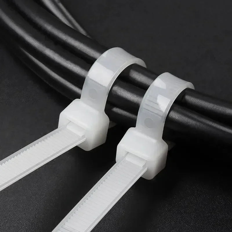 Nylon Cable Ties – Self-Locking Zip Ties, Black & White, 3–4mm Width, 100–1000pc Packs