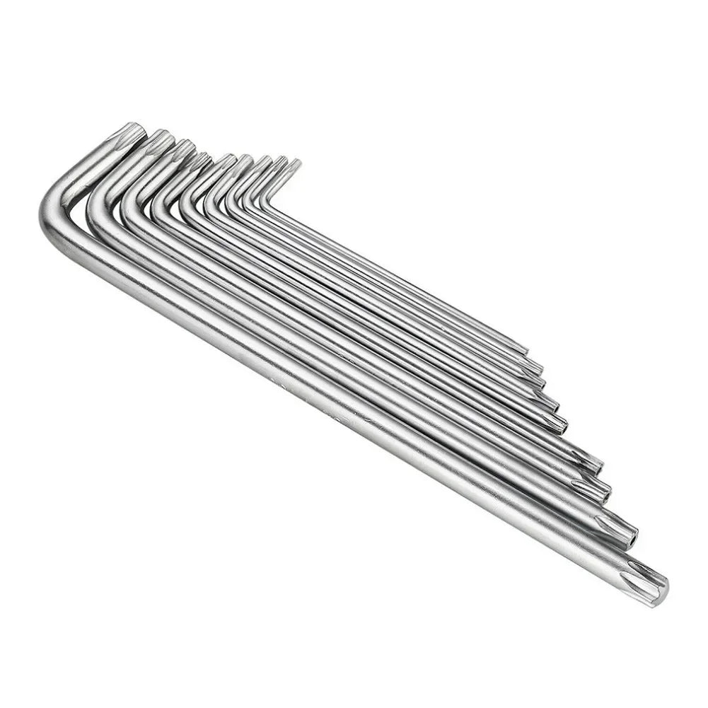 OLOEY 9pc L-Shape Torx Key Set – T10-T50 Chrome Vanadium Double-End Star Wrench