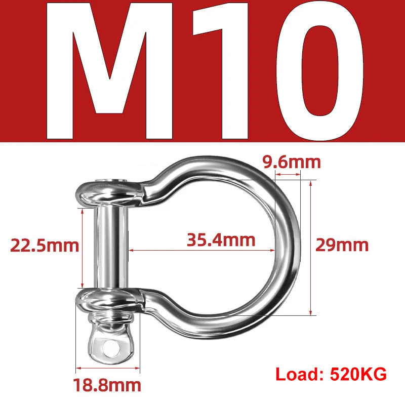 304 Stainless Steel Shackles – D-Ring & Bow (M4–M16)