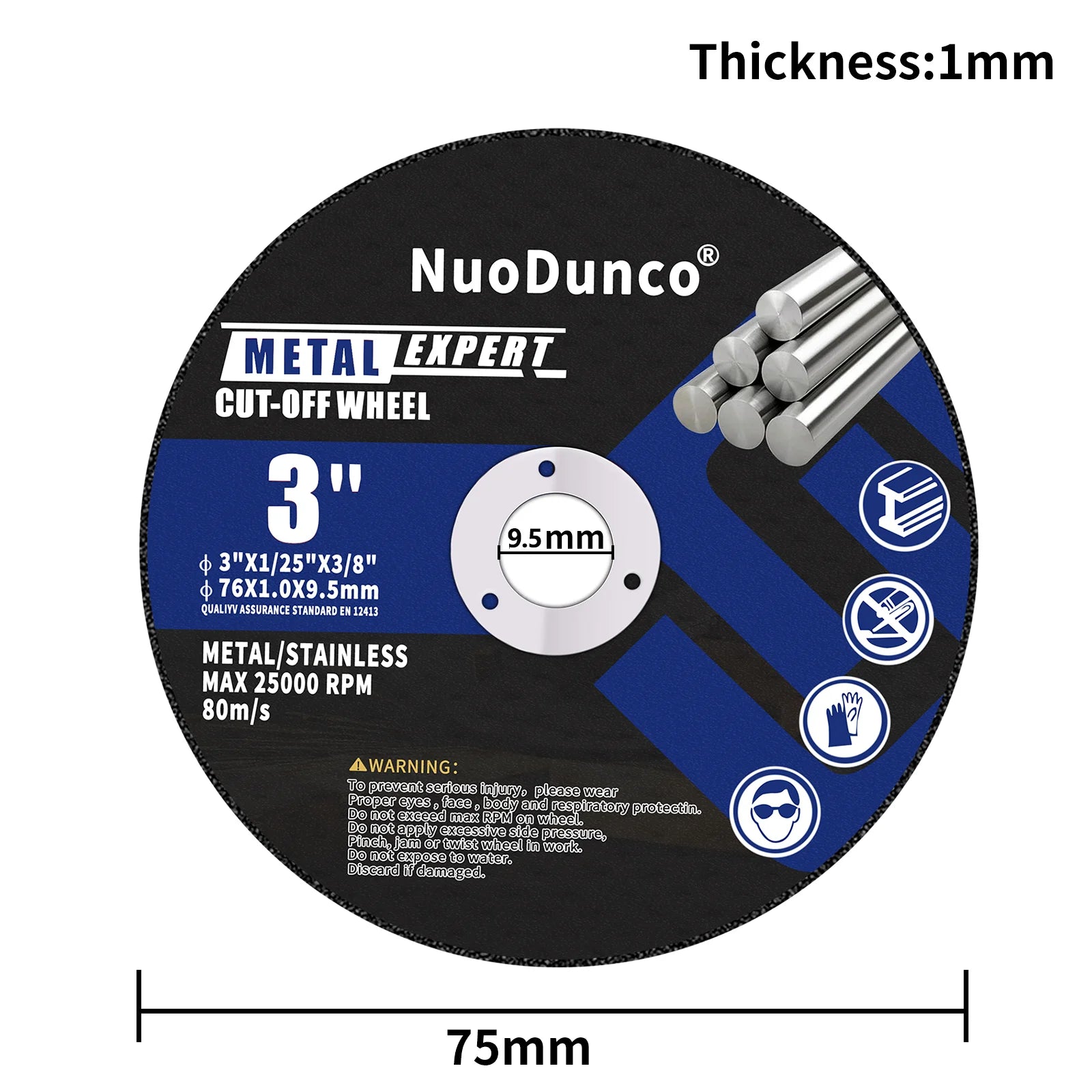 SI FANG 75mm Resin Cutting Discs – 1mm Ultra-Thin Metal Cut-Off Wheels for Angle Grinder (2-100 Pack)