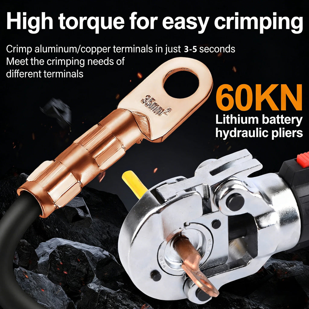 Electric Hydraulic Crimping Tool Kit | 12 Dies | 6T & 12T Models | 6AWG–800MCM