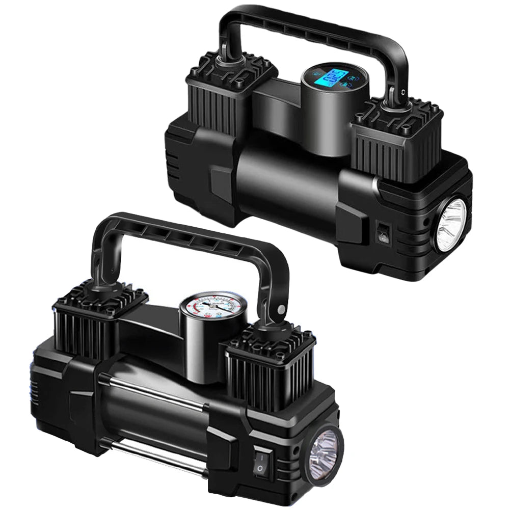 Shunmaii 12V 150PSI Dual Cylinder Tyre Inflator – Heavy Duty Electric Air Pump with LED Light