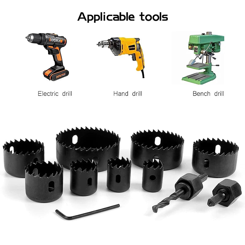 11pc Carbon Steel Hole Saw Set 19–64mm with Case