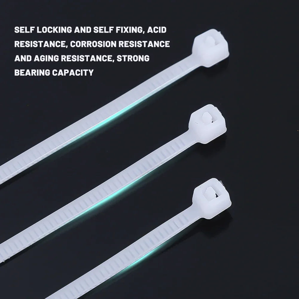 Nylon Cable Ties – Self-Locking Zip Ties, Black & White, 3–4mm Width, 100–1000pc Packs