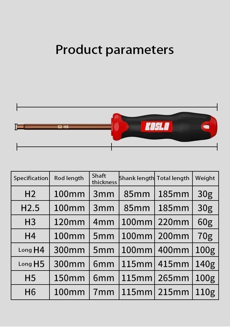 Magnetic Hex Key Screwdriver Set – H1.5 to H6 Extended Handle Allen Key Tool