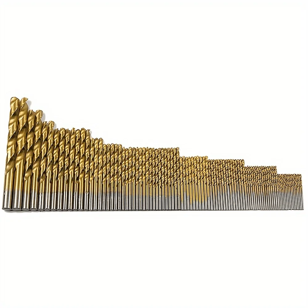99pc Titanium Twist Drill Bit Set – Bearing Steel, 1.5–10mm (OPP Bag or Plastic Box)