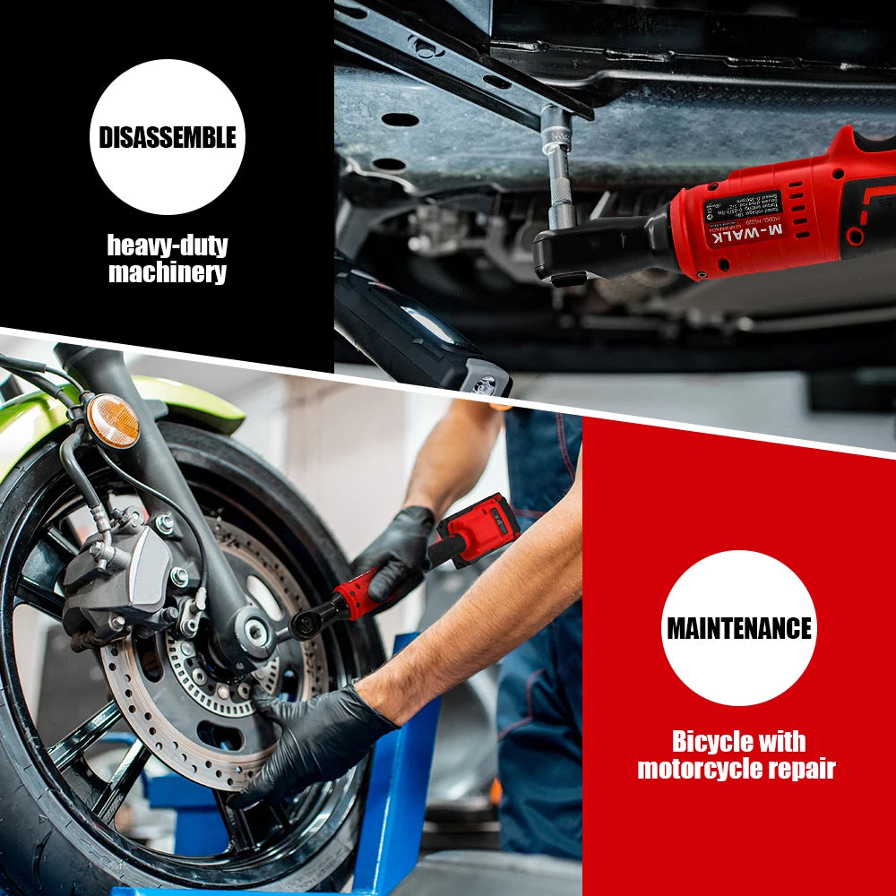 M-WALK 18V Cordless Brushless Ratchet Wrench – Right Angle, 80Nm, 1/2" & 3/8" Drive