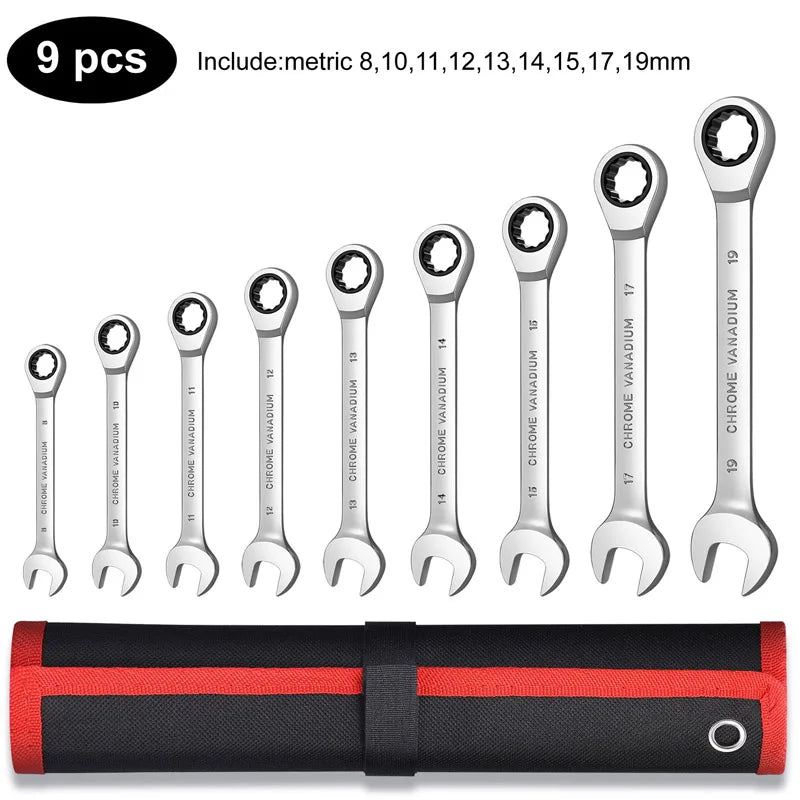 Venmess 12-Point Ratcheting Wrench Set – CR-V 72-Tooth 5° Swing Metric 8-22mm