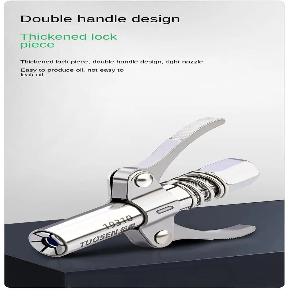 Double Handle High-Pressure Grease Gun Coupler – Self-Locking Universal Nozzle 1/8 NPT