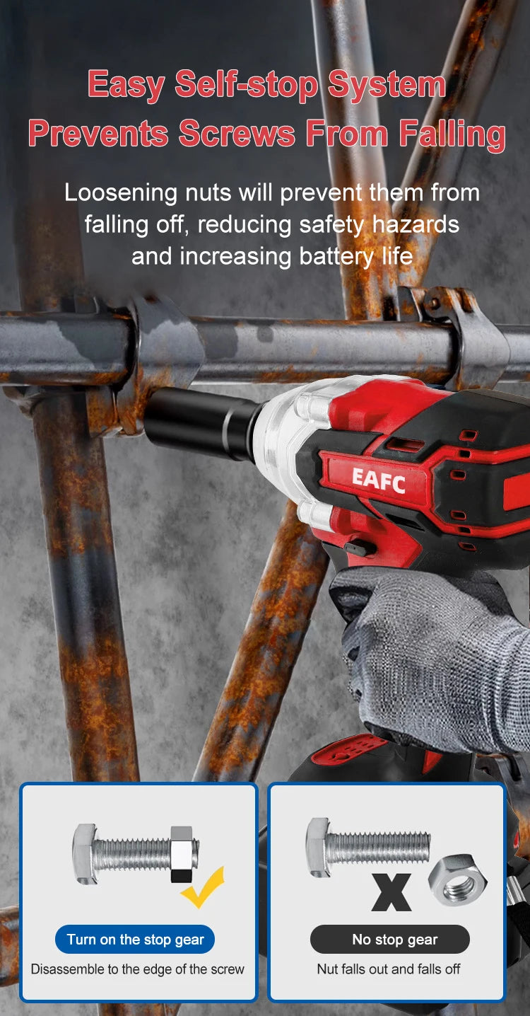 EAFC 350Nm Brushless Cordless Impact Wrench | USB Rechargeable | 30Wh & 60Wh | LED Light