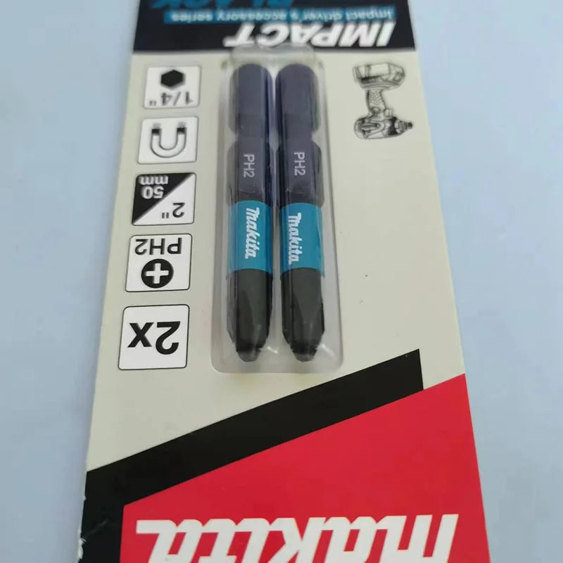 Makita E-08763 Compatible Impact Screwdriver Bits – PH2 50mm, Magnetic, 2-Pack