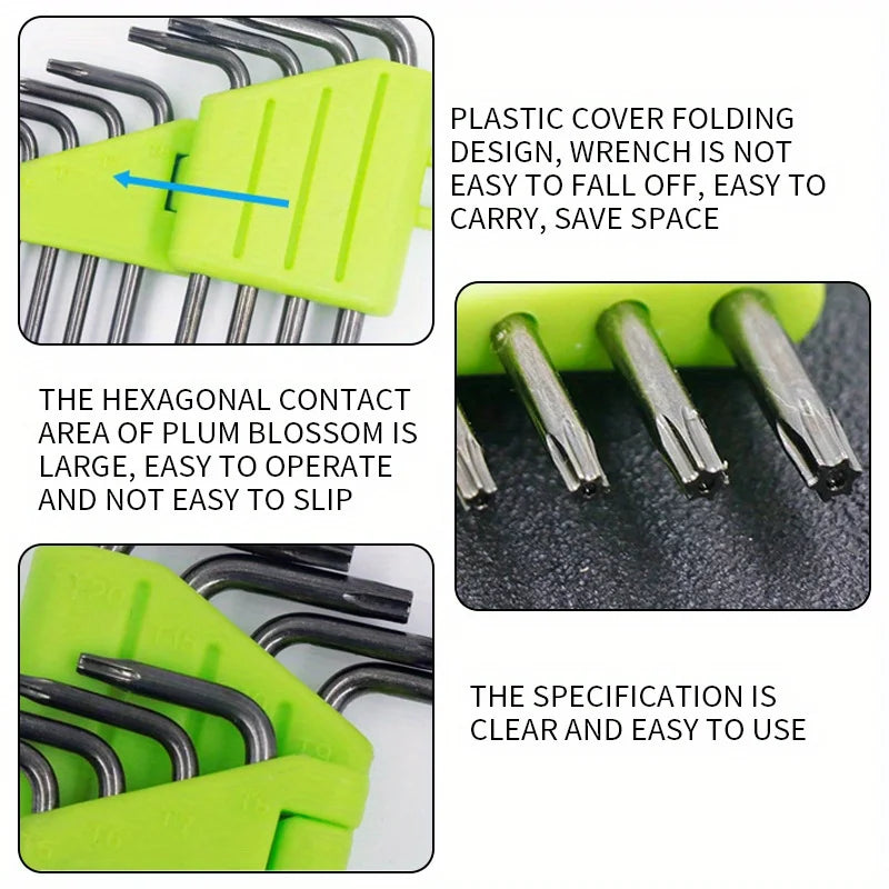 8-in-1 Torx Screwdriver Bit Set T5-T20 – CR-V Star Key Wrench Kit with Holder