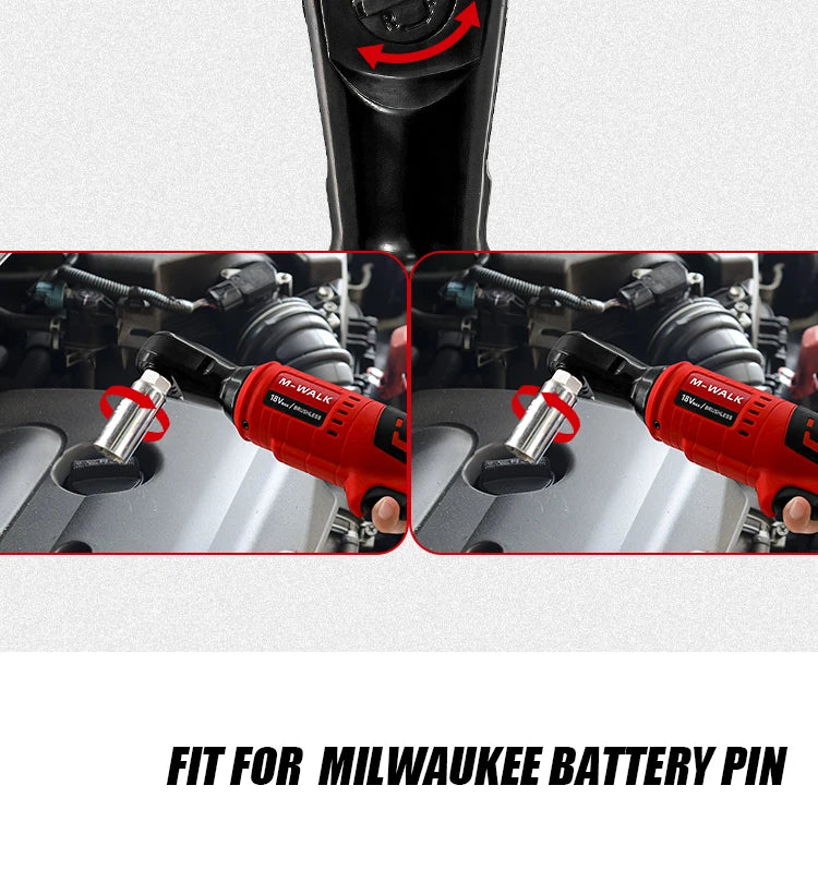 M-WALK 18V Cordless Brushless Ratchet Wrench – Right Angle, 80Nm, 1/2" & 3/8" Drive