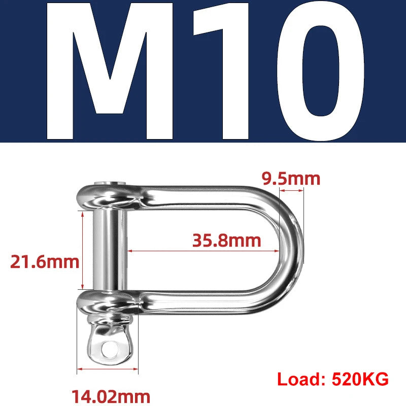304 Stainless Steel Shackles – D-Ring & Bow (M4–M16)