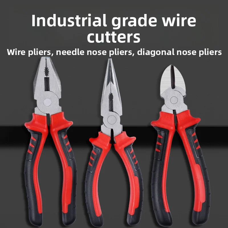 6" Chrome Vanadium Electrical Pliers – Wire Cutters, Needle Nose & Angled