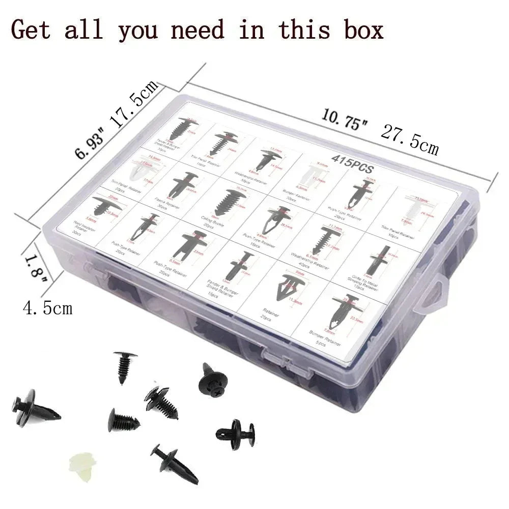 Car Fastener Clip Kit – Push Retainer Pins & Rivets (100 to 925 pcs)