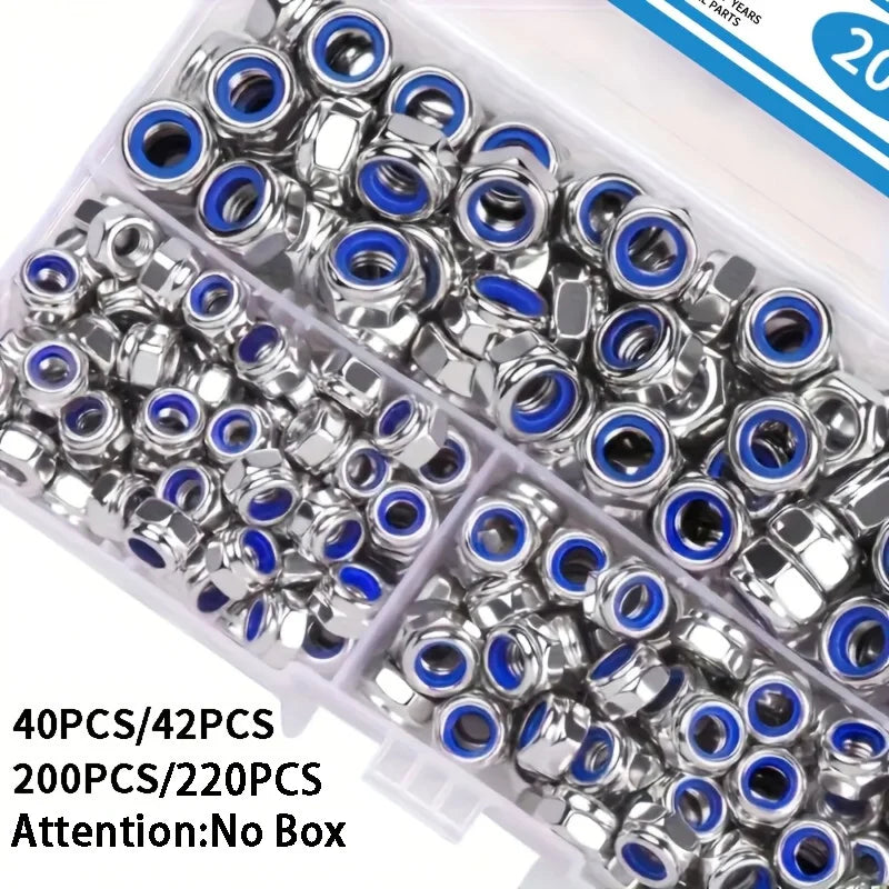Hex Lock Nut Assortment M3–M10 – Galvanised Anti-Loosening Locknuts (40, 42, 200 or 220 Pack)